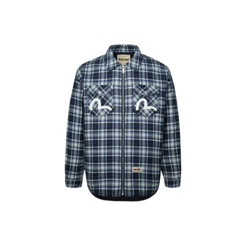 EVISU Shirts Men Blue Check