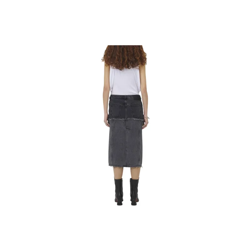 Alexander McQueen Two Toned Raw Edge Denim Skirt-2