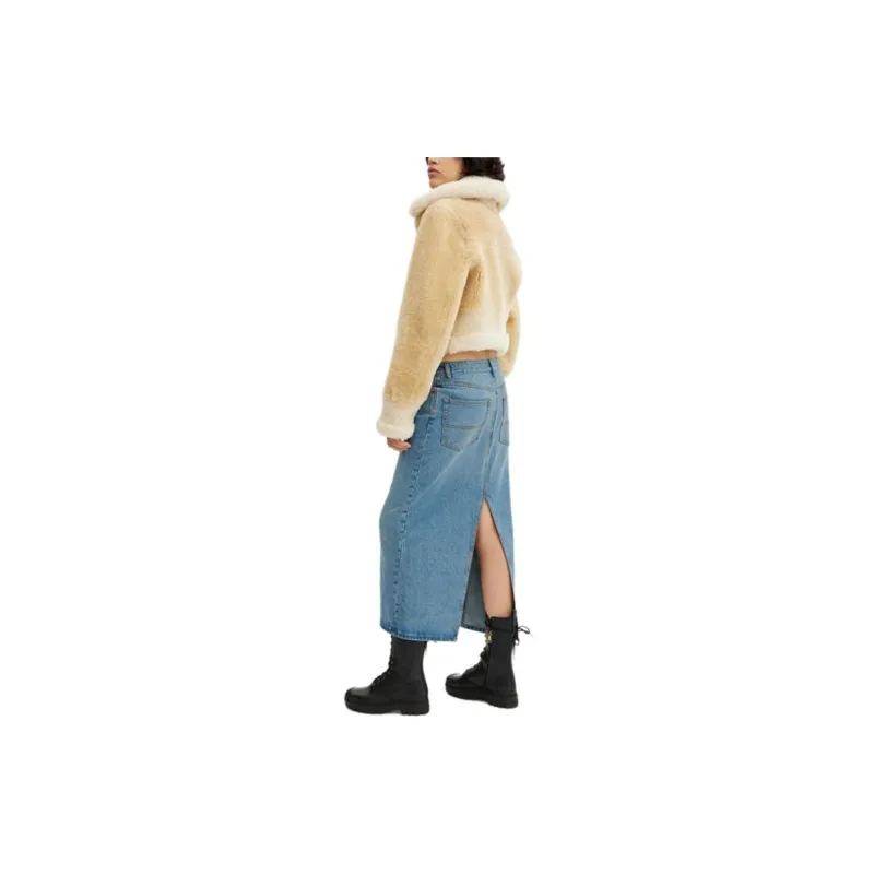 COACH FW23 Denim Long Skirt Women's Blue-2