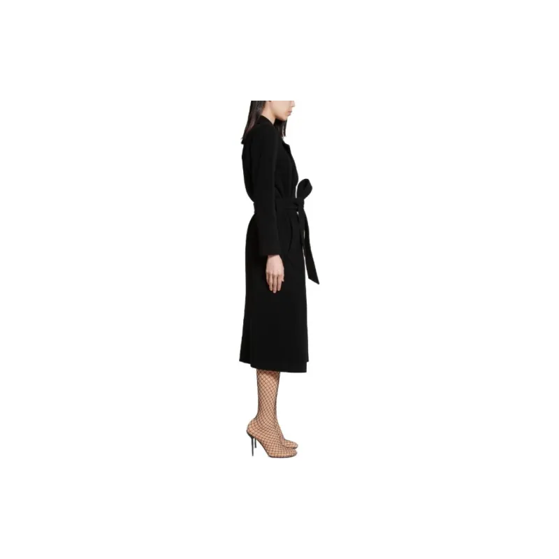 Balenciaga Women's'S Round Shoulder Fitted Coat In Black Black-4