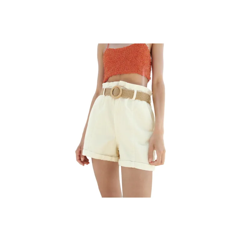 ZARA Denim Shorts Women's White-3