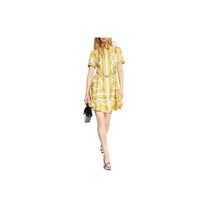VERSACE Pattern-Printed Short-Sleeved Shirt Dress-1