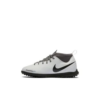 Nike Jr. Phantom Vision Club DF TF Abrasion Resistant Breathable Low Top Kids' Soccer Shoes Gray White Red Kids'