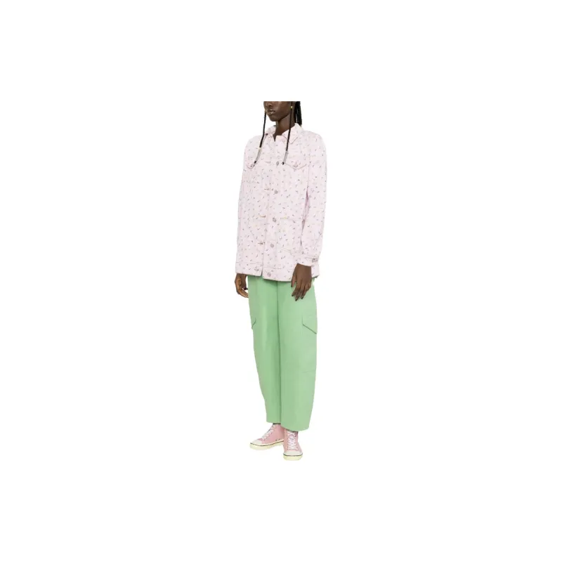 GANNI Print Denim Oversized Jacket 'Pink'-1