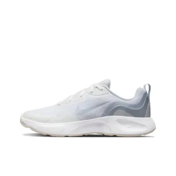 Nike Wearallday Cushioning Anti Slip Wear Resistant Breathability Low Top Kids' Running Shoes White Blue Teenagers