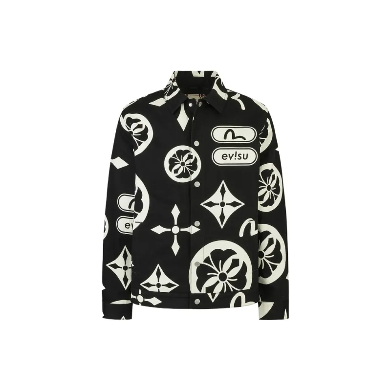 EVISU Coat Men's Denim Black All Over-1