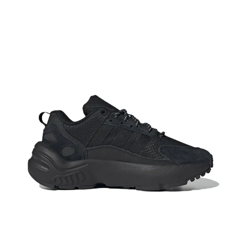 Adidas Originals ZX 22 Abrasion Resistant Low Top Kids' Running Shoes Black Teenagers-1
