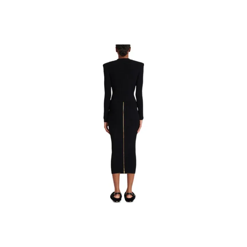 BALMAIN Pointelle knit V neck Cardigan-2