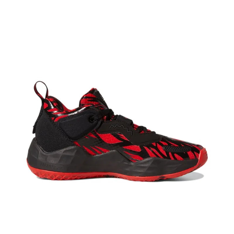 Adidas D.O.N. Issue #3 J Abrasion Resistant Shock Absorbers Mid Top Basketball Shoes Black Red Teenagers-1