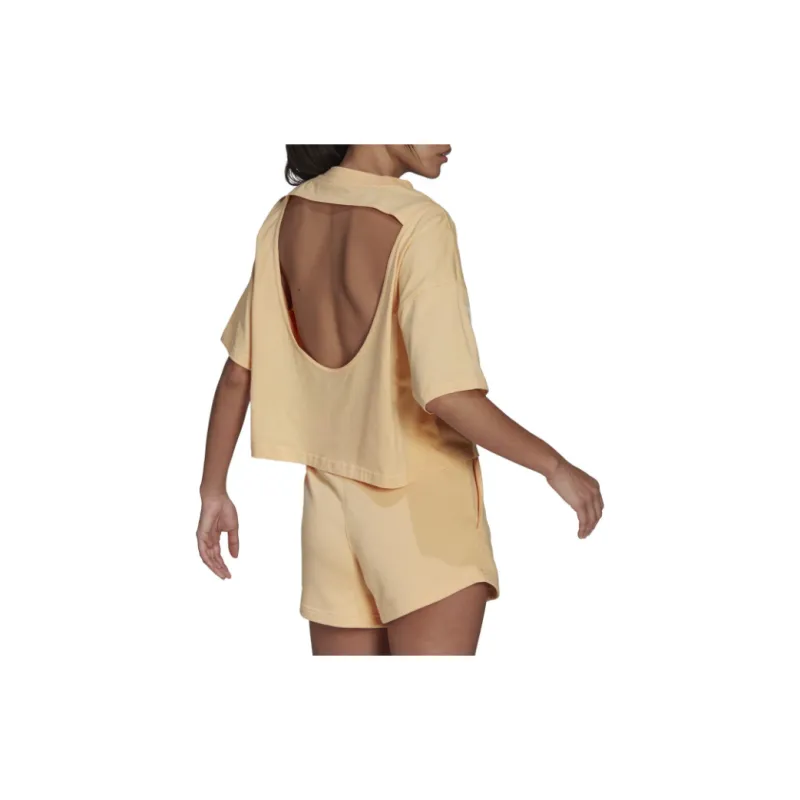 Adidas Drop Shoulder Sleeve T Shirt Women's Yellow-3