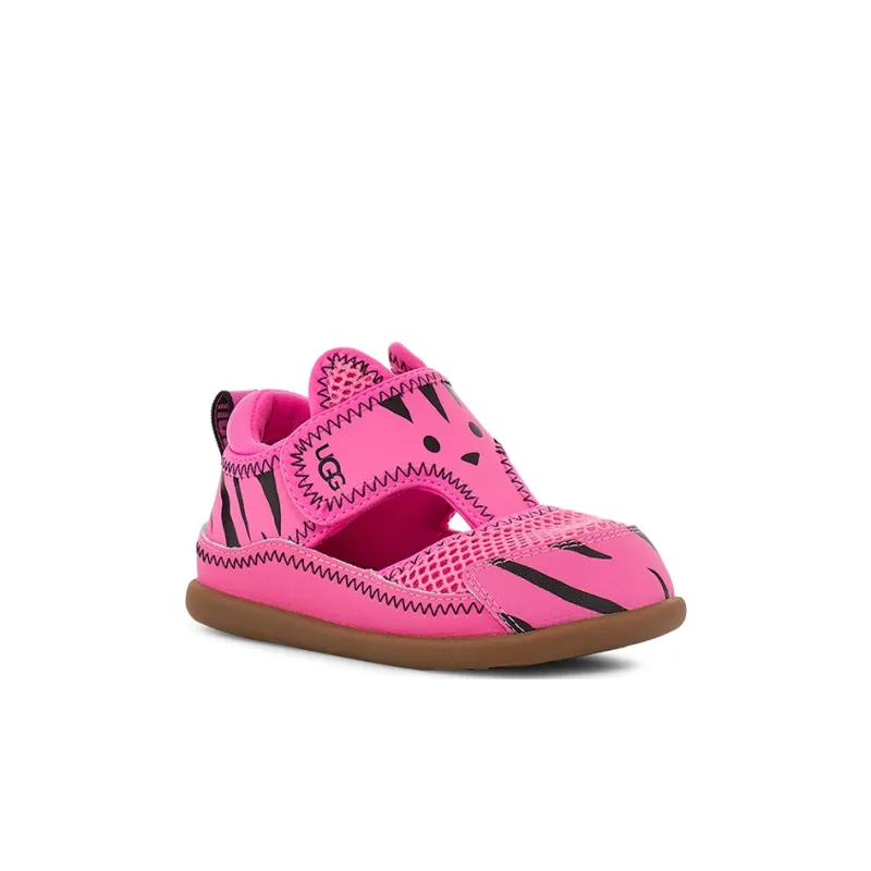 UGG Delta Closed Toe Tiger Stuffie Sandal Pink Carnation Children Aged 3-7 Years Old-2
