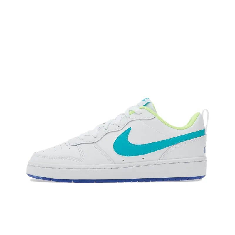 Nike Court Borough Anti Slip Wear Resistant Low Top Kids' Skateboarding Shoes White Light Blue Unisex-0