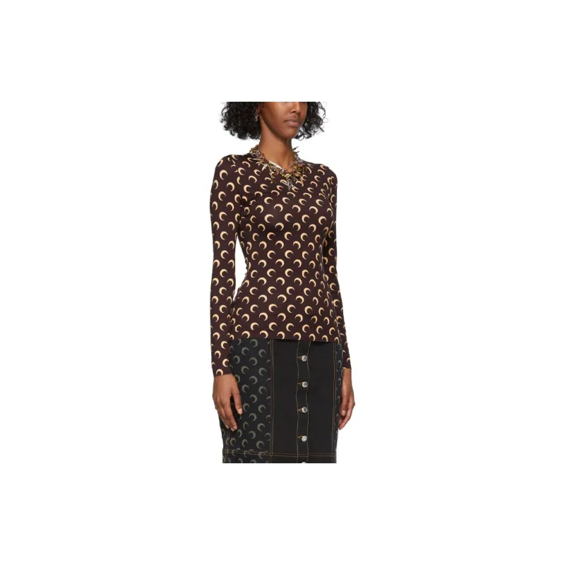 Marine Serre T Shirts Women's Brown-4