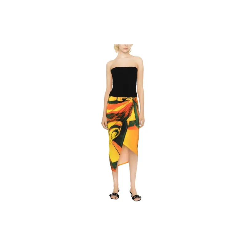 Louisa Ballou Coastline Checkmate print Wrap Midi Skirt-1