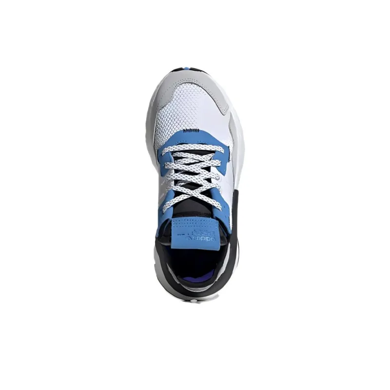 Adidas Originals Nite Jogger Breathable Kids Lifestyle Shoes White Gray Blue Teenagers-4