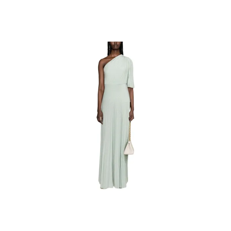 Elisabetta Franchi Asymmetrical Pleated Long Dress-1
