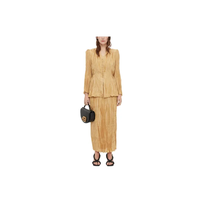 BY MALENE BIRGER COPENHAGEN MBC Abruzza Organic Silk Blazer Business Suit Women's Light Camel-1
