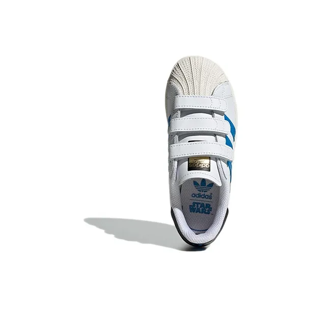 Adidas Originals SUPERSTAR CF C Wear-Resistant Low-Top Skateboard Shoes White Blue Black Children Aged 3-7 Years Old-4