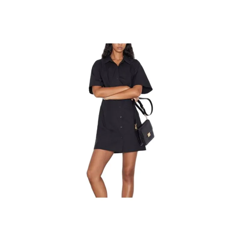 FRAME Short Sleeved Dress Women's Black-1