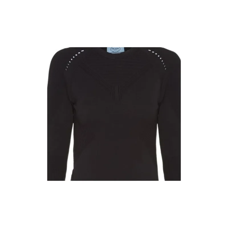 PRADA Long Sleeved Crewneck Knitted Top-4