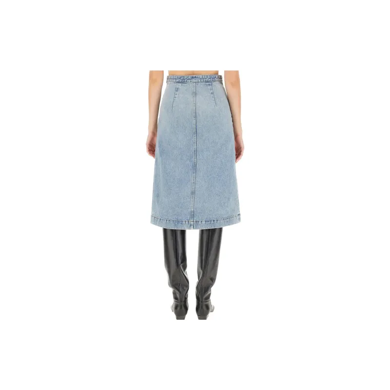KHAITE Denim Long Skirts Women's Blue-1