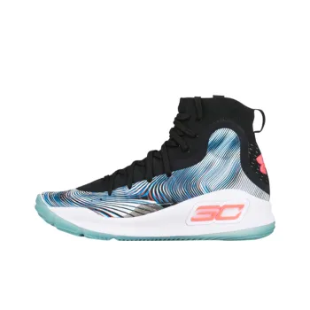 Under Armour Curry 4 Curry 4 Anti Slip Wear Resistant High Top Children's Basketball Shoes Black White Teenagers