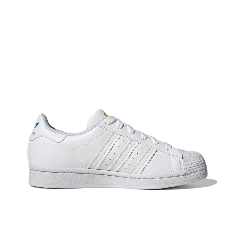 Adidas Originals SUPERSTAR J Abrasion Resistant Low Top Kids' Skateboarding Shoes White Teenagers-1