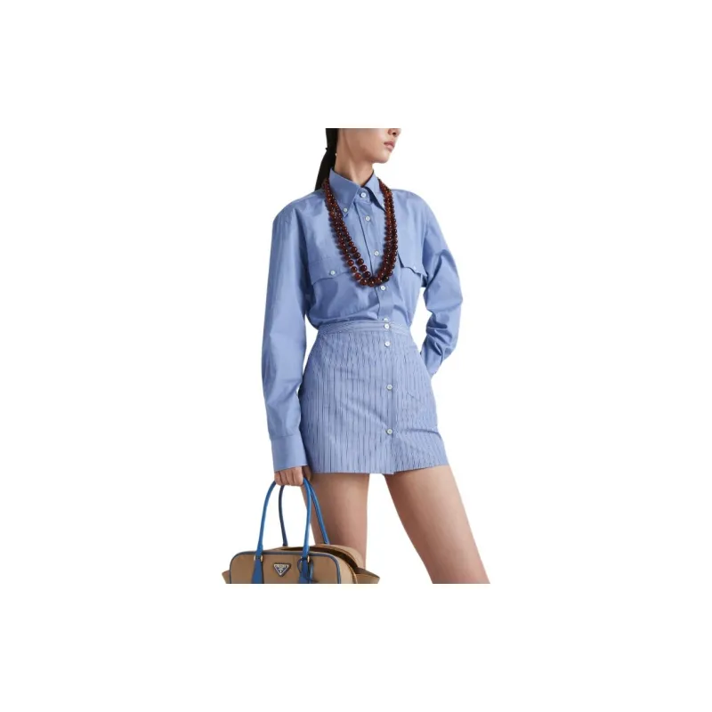 PRADA Striped Straight Hem Mini Skirt-3