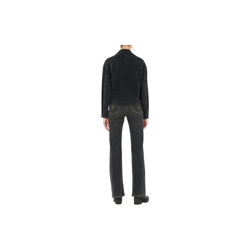 MOSCHINO Belted Denim Biker Jacket-2