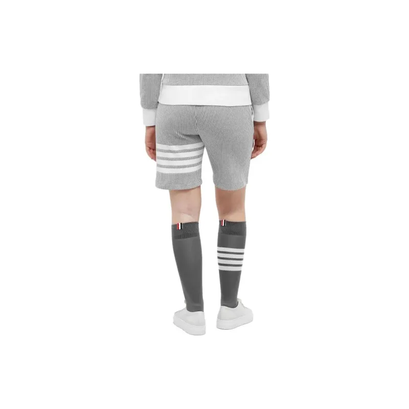 THOM BROWNE 4 Bar Striped Seersucker Drawstring Shorts-3