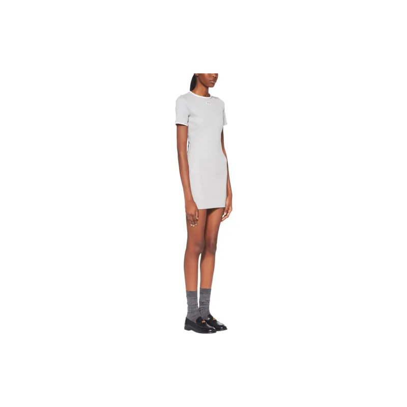 MIU MIU Logo patch Scallop trim Minidress-3