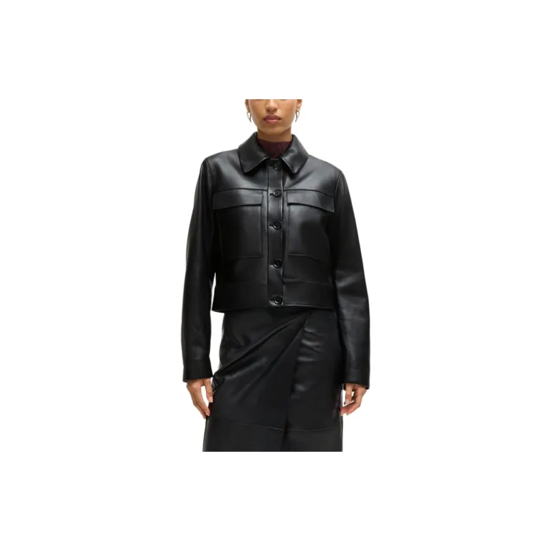 HUGO BOSS Cropped Leather Jacket-2
