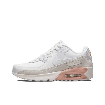 Nike Air Max 90 Anti-Slip And Wear-Resistant Lightweight Cushioning Low-Top Kids' Running Shoes White Pink Teenagers