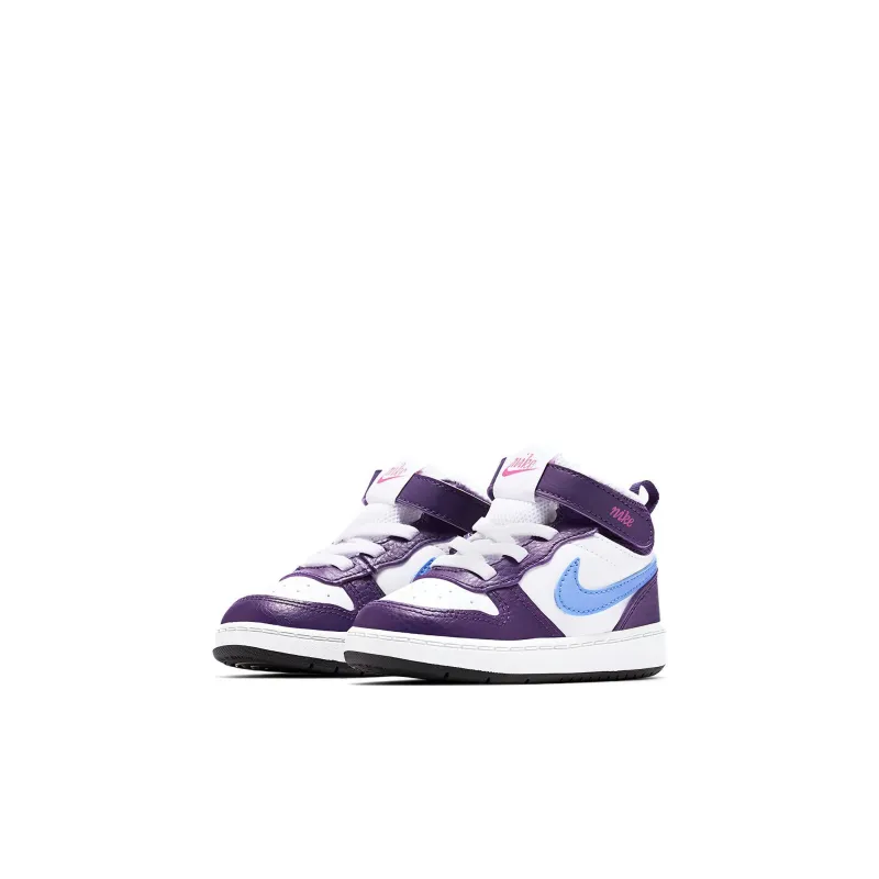 Nike Mid 2 Anti Slip Wear Resistant Mid Top Skateboard Shoes Purple White Blue Infant And Toddler-2