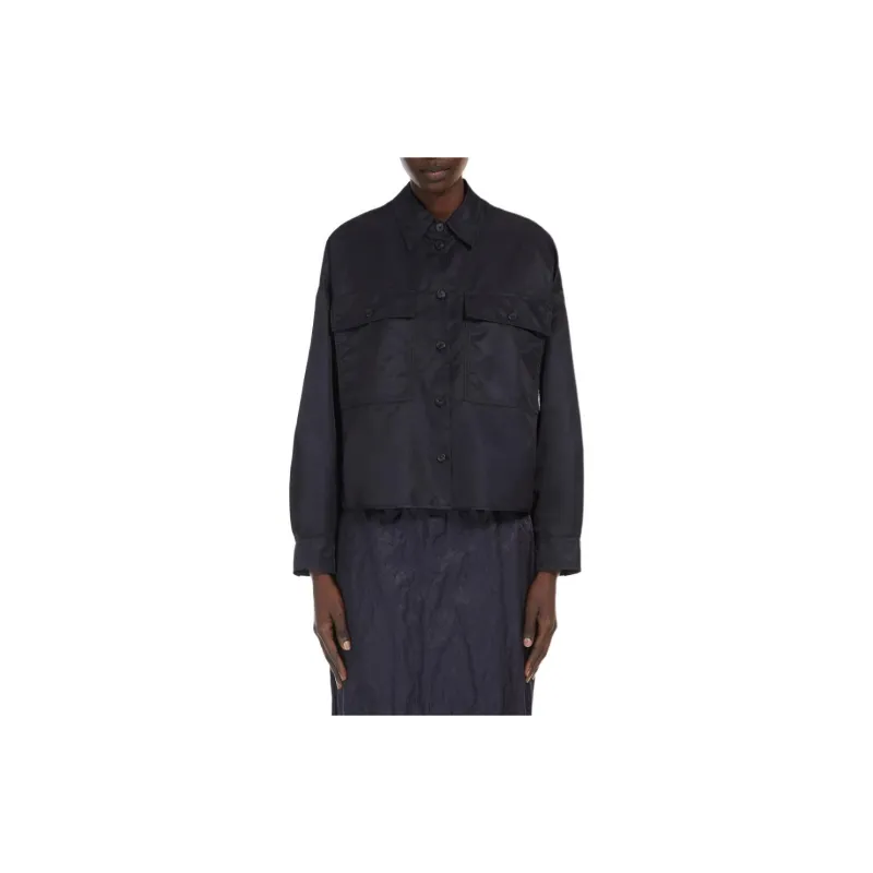 WEEKEND MaxMara Cremona Collection Cropped Shirt In Water Repellent Twill Shirt Women's Blue-2