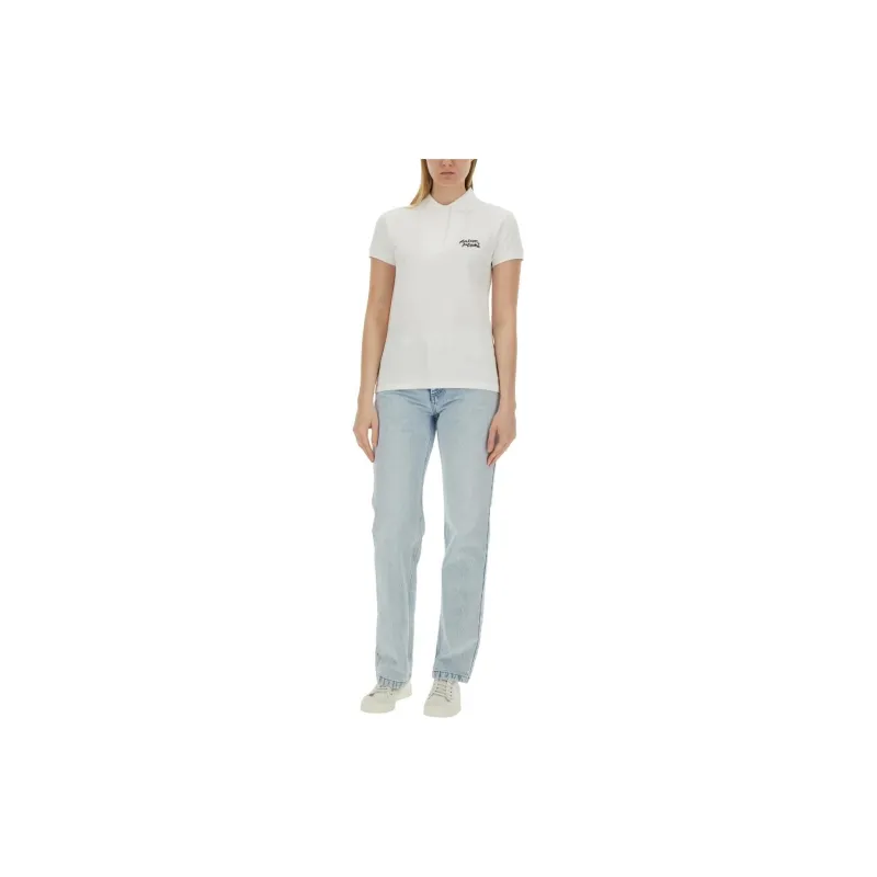 Maison Kitsune Handwriting Short Sleeved Polo Shirt-1