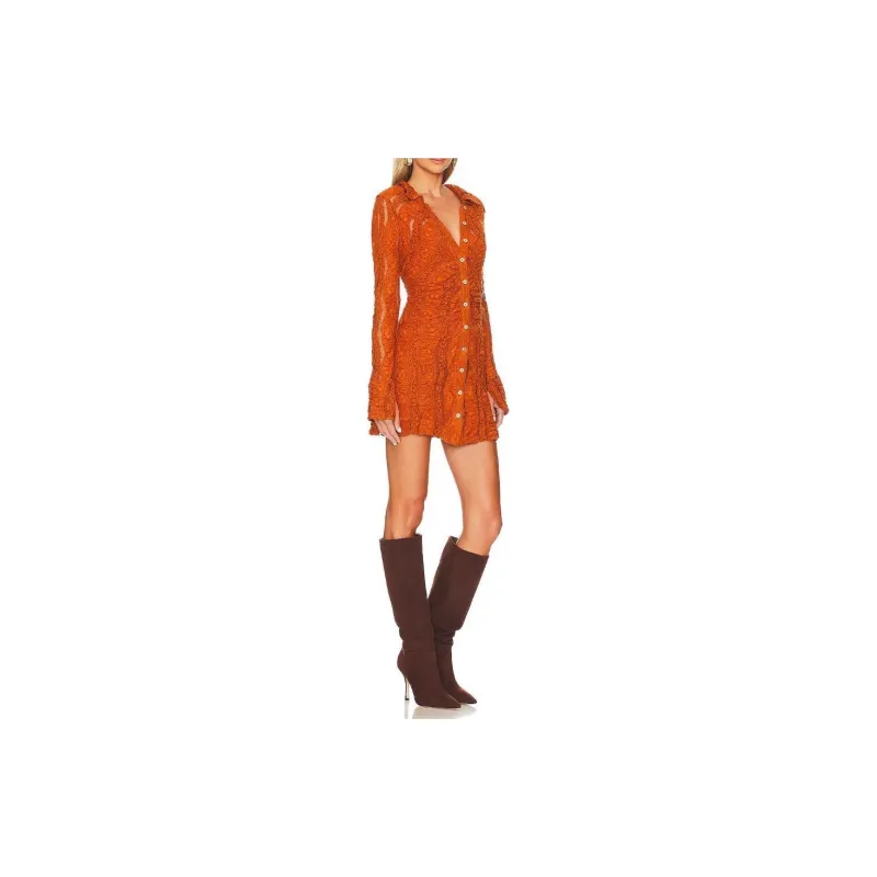 FREE PEOPLE Long-Sleeved Dresses Women's Orange-3