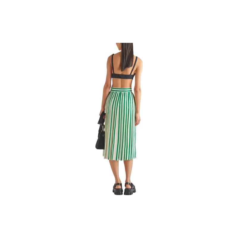 PRADA FW22 Casual Long Skirts Women's Green-2