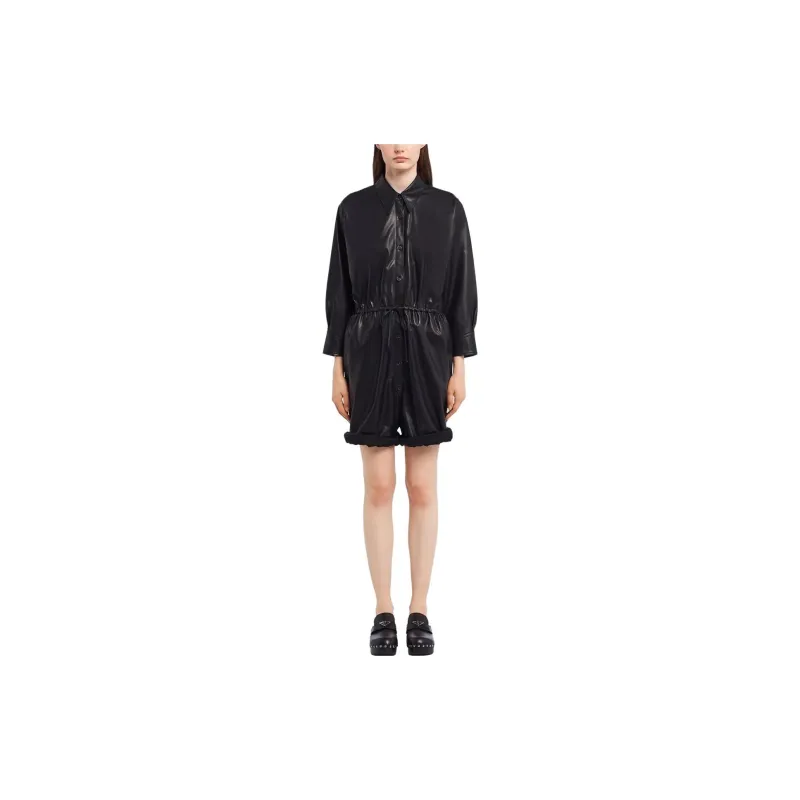 PRADA Drawstring-waist Long-sleeve Playsuit-1