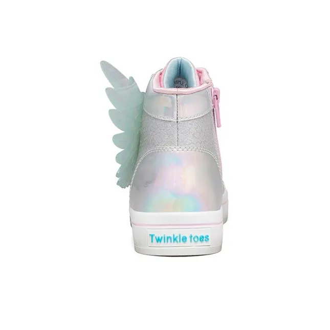 Skechers Twi Lites 2.0 Flashlight Mid Top Kids' Skateboarding Shoes Silver Pink Teenagers-3
