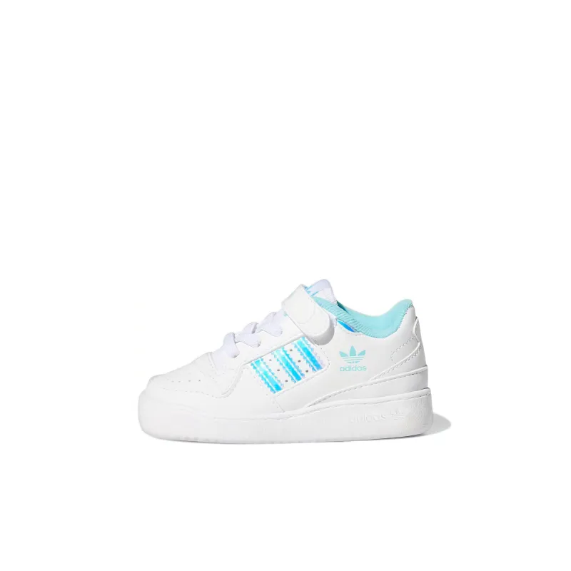 Adidas Originals FORUM Iridescent Slip Resistant Low Top Skateboard Shoes White Blue Infant And Toddler-0