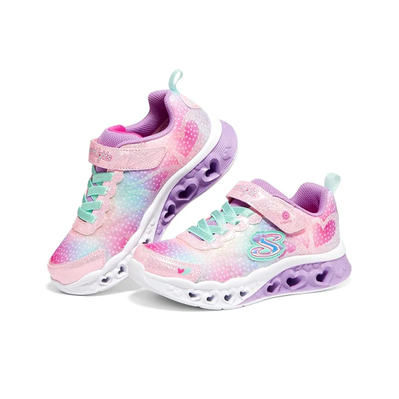 Skechers Flutter Heart Lights Slip Resistant Cushioning Abrasion Resistant Casual Shoes Pink Multicolor Teenagers-2