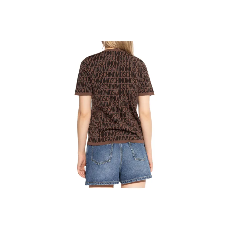 MOSCHINO Monogrammed Short-Sleeve Knit Sweater-3