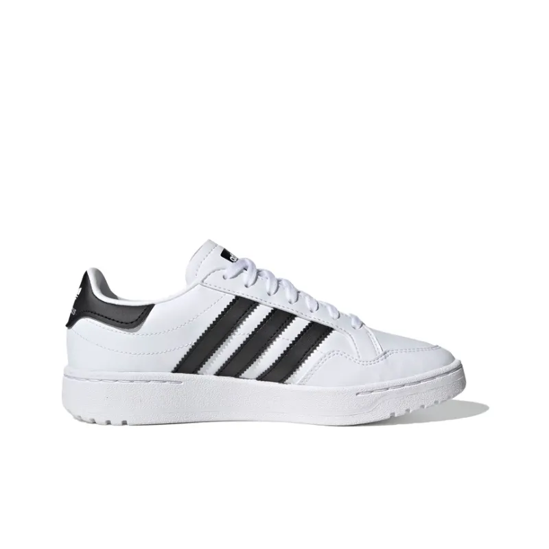 Adidas Originals Team Court J Slip Resistant Low Top Skateboard Shoes White Black Teenagers-1