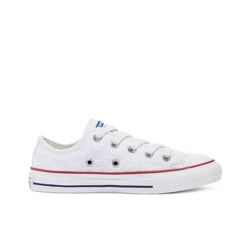 Converse Chuck Taylor All Star Slip Resistant Anti Kick Low Top Kids' Skateboarding Shoes Print White Teenagers-1