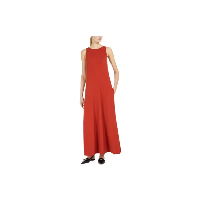 MaxMara Supremo Collection Abito A-Line In Jersey Stretch Sleeveless Dress Women's Earth Red-2