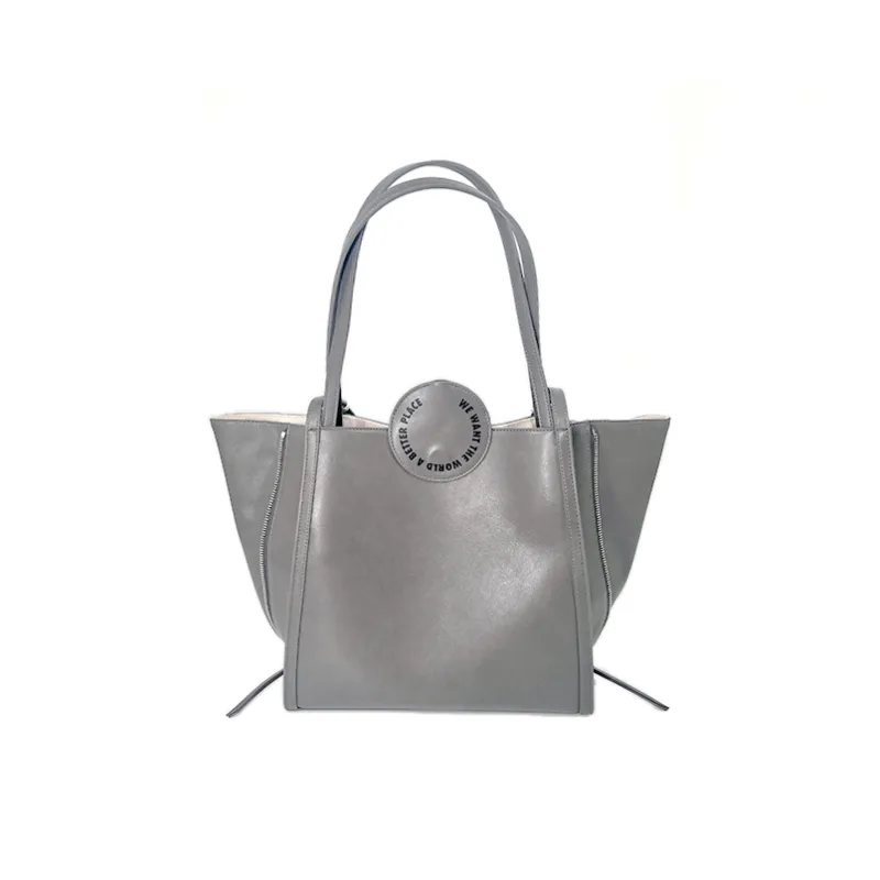 MUYSO Recycled Leather Tote Bag Shopping Bag Portable Backpack Women's Gray-1