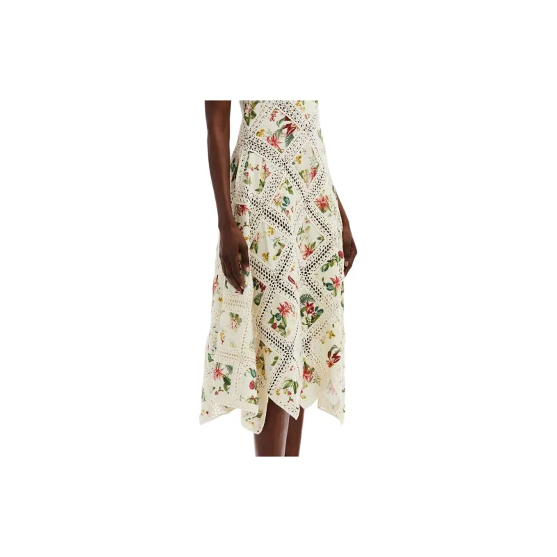 OSCAR DE LA RENTA Flora & Fauna-print Cotton Midi Dress-1