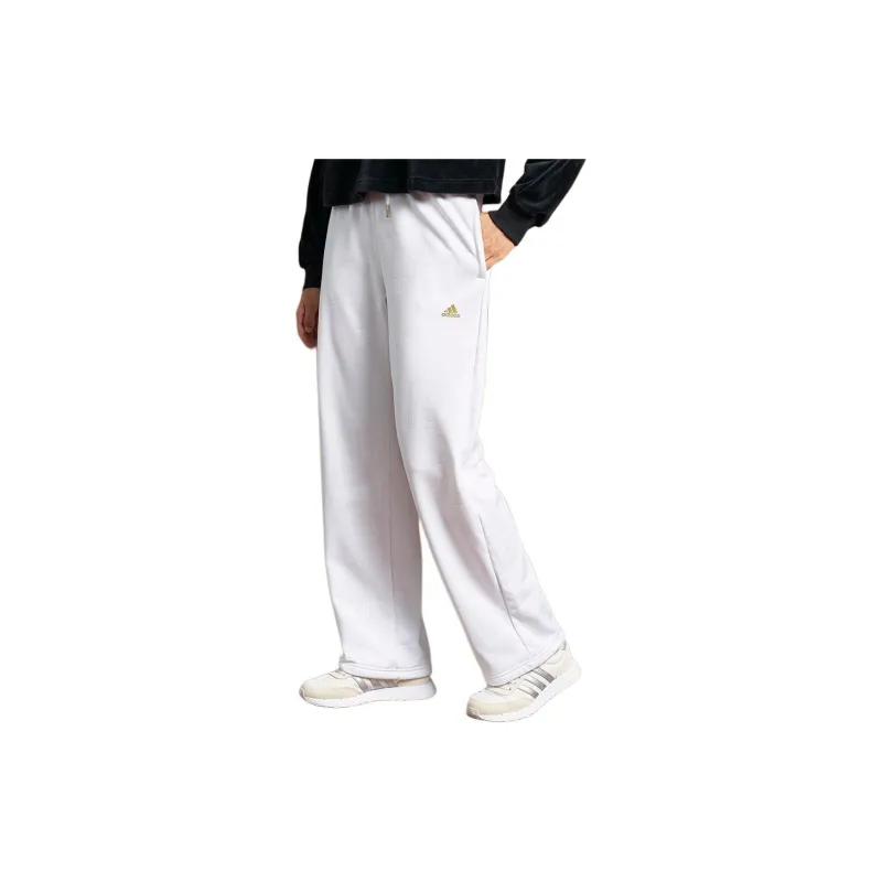 Adidas Embossed Monogram Fleece Pants Knitted Sports Pants Women's White-6