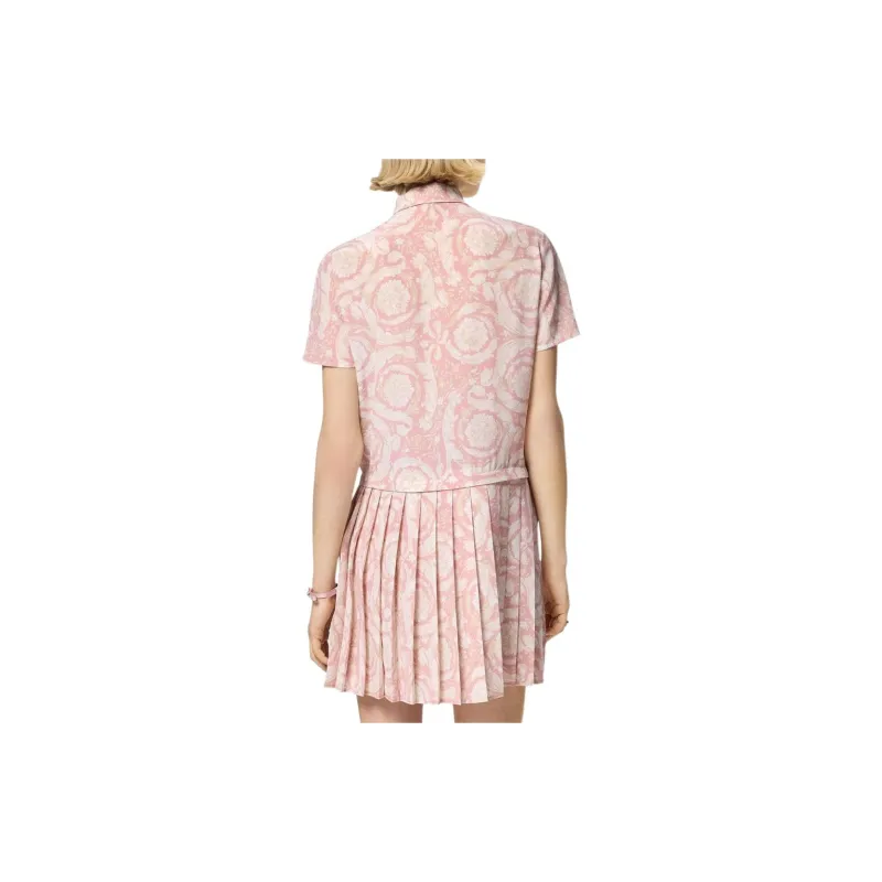 VERSACE Barocco Lavallière Pleated Mini Dress-3